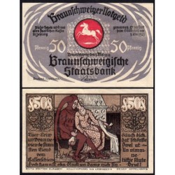 Allemagne - Notgeld - Braunschweig - 50 pfennig - Série 1 - Réf. g - 01/05/1921 - Etat : SUP+