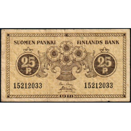 Finlande - Pick 33_3 - 25 penniä - 1918 - Etat : B+