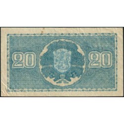 Finlande - Pick 86_3 - 20 markkaa - Litt. B - Série T - 1945 (1948) - Etat : TTB