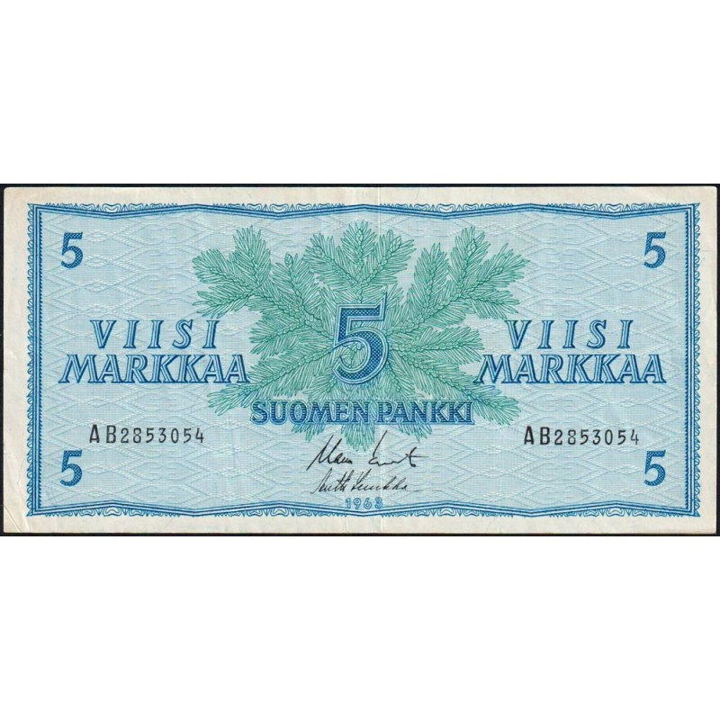 Finlande - Pick 99a_46 - 5 markka - série AB - 1963 - Etat : TTB