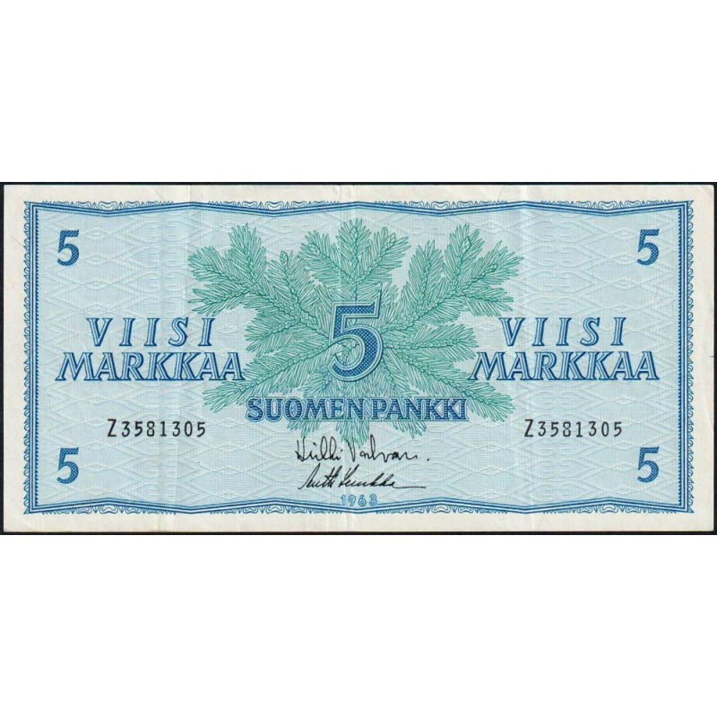 Finlande - Pick 99a_56 - 5 markka - série Z - 1963 - Etat : TTB+