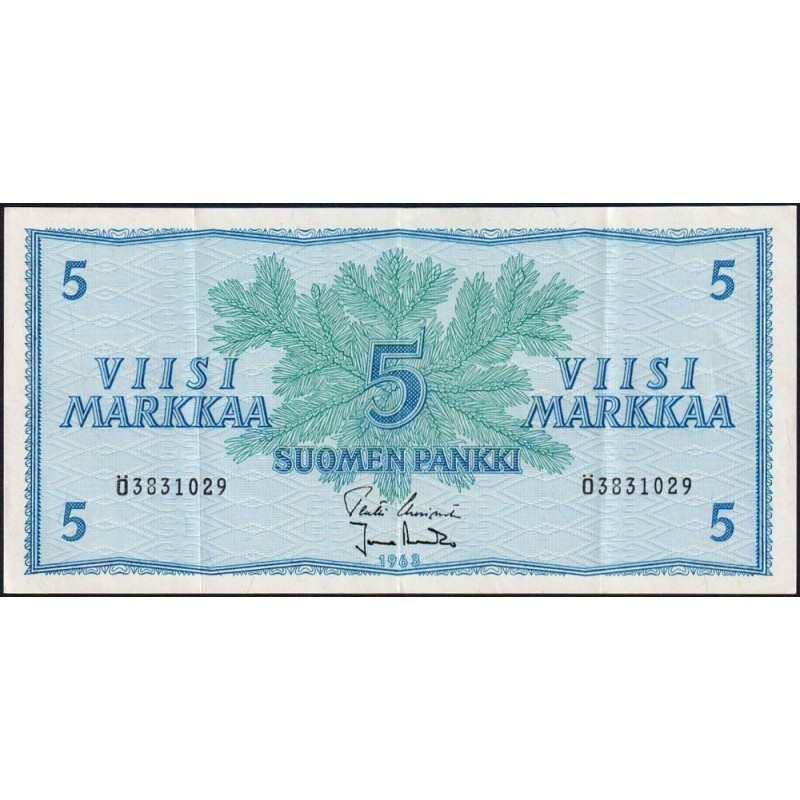 Finlande - Pick 99a_80 - 5 markka - série Ö - 1963 - Etat : TTB+
