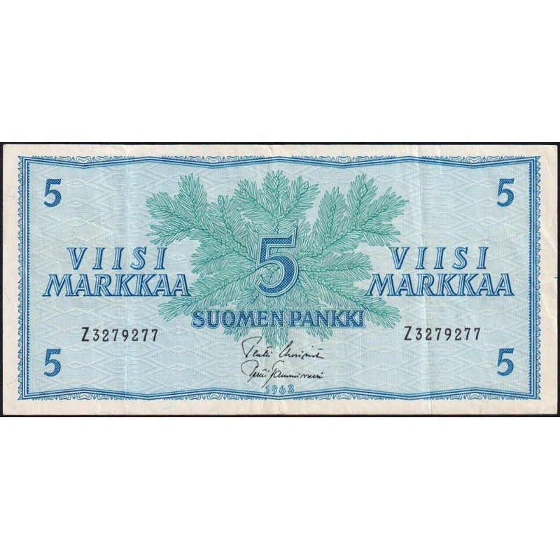 Finlande - Pick 99a_81 - 5 markka - série Z - 1963 - Etat : TTB