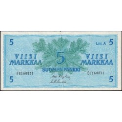 Finlande - Pick 103a_13 - 5 markkaa - Litt. A - Série E - 1963 (1976) - Etat : TB+