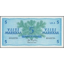 Finlande - Pick 103a_19 - 5 markkaa - Litt. A - Série N - 1963 (1976) - Etat : SUP