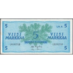 Finlande - Pick 103a_20 - 5 markkaa - Litt. A - Série L - 1963 (1976) - Etat : TTB+