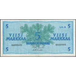 Finlande - Pick 103a_23 - 5 markkaa - Litt. A - Série H - 1963 (1976) - Etat : TTB