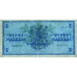 Finlande - Pick 103a_23 - 5 markkaa - Litt. A - Série H - 1963 (1976) - Etat : TTB