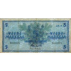 Finlande - Pick 103a_28 - 5 markkaa - Litt. A - Série R - 1963 (1976) - Etat : TB