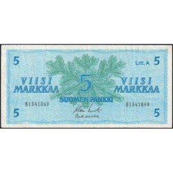 Finlande - Pick 103a_29 - 5 markkaa - Litt. A - Série B - 1963 (1976) - Etat : TB+