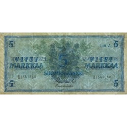 Finlande - Pick 103a_29 - 5 markkaa - Litt. A - Série B - 1963 (1976) - Etat : TB+
