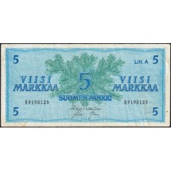 Finlande - Pick 103a_42 - 5 markkaa - Litt. A - Série K - 1963 (1976) - Etat : TB+