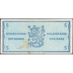 Finlande - Pick 103a_54 - 5 markkaa - Litt. A - Série K - 1963 (1976) - Etat : TB
