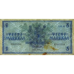 Finlande - Pick 103a_54 - 5 markkaa - Litt. A - Série K - 1963 (1976) - Etat : TB