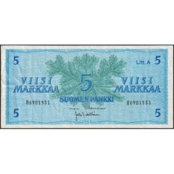 Finlande - Pick 103a_65 - 5 markkaa - Litt. A - Série H - 1963 (1976) - Etat : TB+