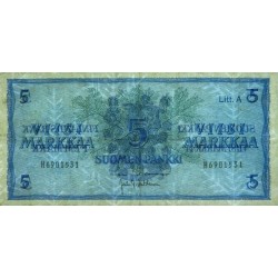 Finlande - Pick 103a_65 - 5 markkaa - Litt. A - Série H - 1963 (1976) - Etat : TB+