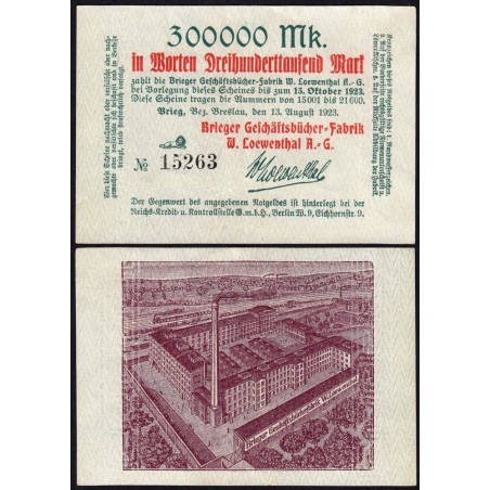 Pologne - Notgeld - Brieg (Brzeg) - 300'000 mark - 13/08/1923 - Etat : TTB+