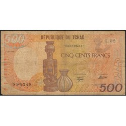 Tchad - Pick 9a_2 - 500 francs - Série L.02 - 01/01/1986 - Etat : B