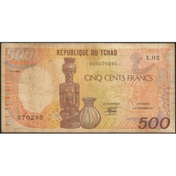 Tchad - Pick 9b - 500 francs - Série X.02 - 01/01/1987 - Etat : B