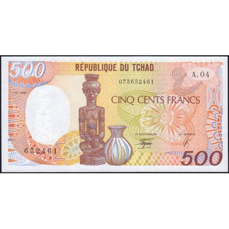 Tchad - Pick 9c - 500 francs - Série A.04 - 01/01/1990 - Etat : NEUF