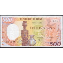 Tchad - Pick 9c - 500 francs - Série D.04 - 01/01/1990 - Etat : TTB+