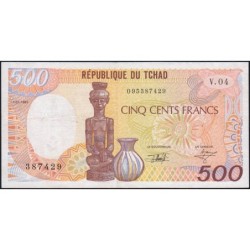 Tchad - Pick 9e - 500 francs - Série V.04 - 01/01/1992 - Etat : TTB+