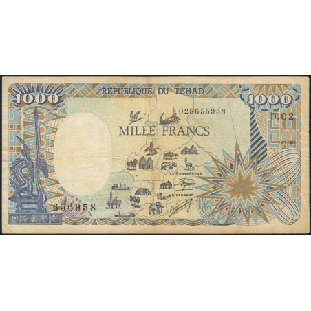 Tchad - Pick 10Aa_1 - 1'000 francs - Série D.02 - 01/01/1985 - Etat : TB+