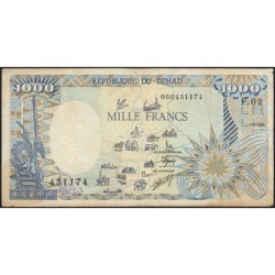 Tchad - Pick 10Aa_1 - 1'000 francs - Série F.02 - 01/01/1985 - Etat : TB-