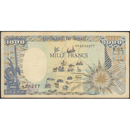 Tchad - Pick 10Aa_1 - 1'000 francs - Série K.02 - 01/01/1985 - Etat : TB