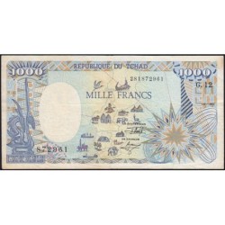 Tchad - Pick 10Ac - 1'000 francs - Série G.12 - 01/01/1992 - Etat : TB+