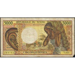 Tchad - Pick 11_2 - 5'000 francs - Série T.001 - 1991 - Etat : TB-