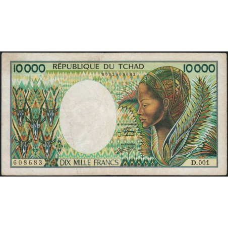Tchad - Pick 12a_2 - 10'000 francs - Série D.001 - 1985 - Etat : TTB-