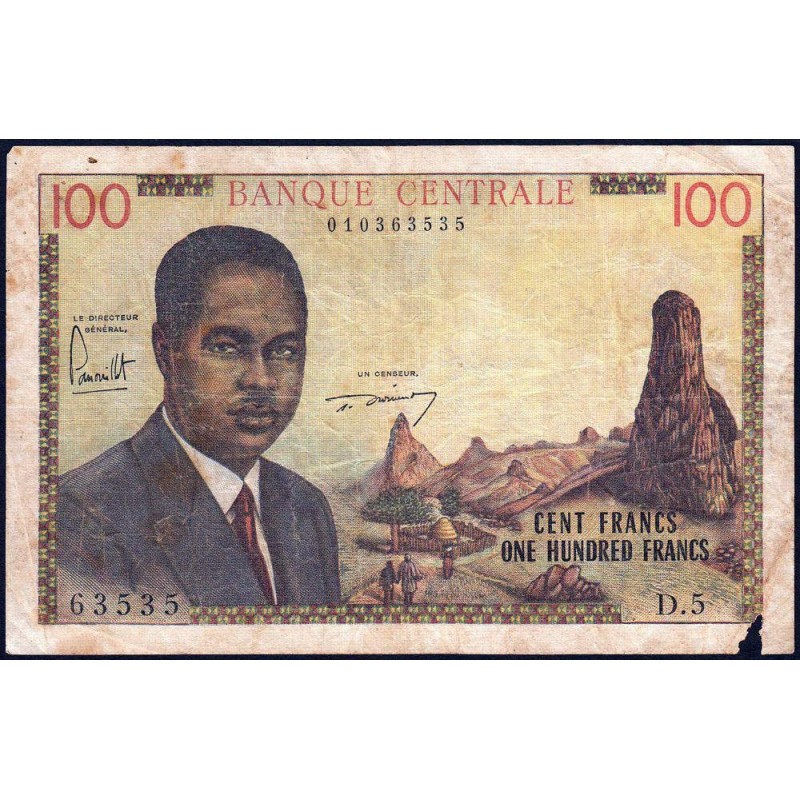 Cameroun - Pick 10 - 100 francs - Série D.5 - 1962 - Etat : B-