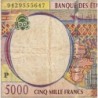 Tchad - Afrique Centrale - Pick 604Pa - 5'000 francs - 1994 - Etat : B