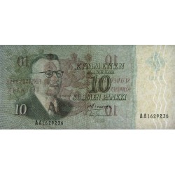 Finlande - Pick 104a_13 - 10 markkaa - Litt. A - Série AA - 1963 (1968) - Etat : TTB