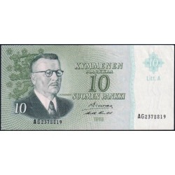 Finlande - Pick 104a_14 - 10 markkaa - Litt. A - Série AG - 1963 (1968) - Etat : SUP+