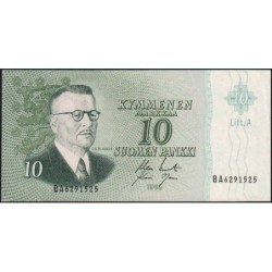 Finlande - Pick 104a_55 - 10 markkaa - Litt. A - Série BA - 1963 (1968) - Etat : SPL