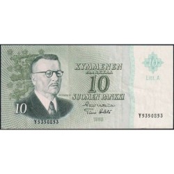 Finlande - Pick 104a_72 - 10 markkaa - Litt. A - Série Y - 1963 (1968) - Etat : TTB+