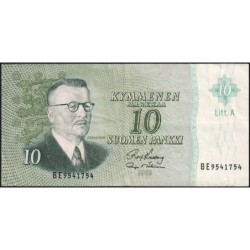Finlande - Pick 104a_107 - 10 markkaa - Litt. A - Série BE - 1963 (1968) - Etat : TTB+