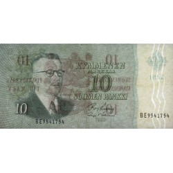 Finlande - Pick 104a_107 - 10 markkaa - Litt. A - Série BE - 1963 (1968) - Etat : TTB+