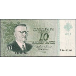 Finlande - Pick 104a_122 - 10 markkaa - Litt. A - Série AÄ - 1963 (1968) - Etat : TTB+