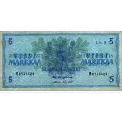 Finlande - Pick 106Aa_1 - 5 markkaa - Litt. B - Série Q - 1963 (1980) - Etat : SUP