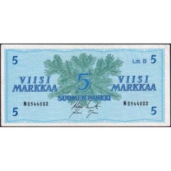 Finlande - Pick 106Aa_14 - 5 markkaa - Litt. B - Série N - 1963 (1980) - Etat : SUP