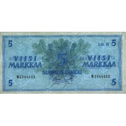 Finlande - Pick 106Aa_14 - 5 markkaa - Litt. B - Série N - 1963 (1980) - Etat : SUP