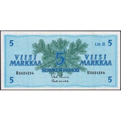 Finlande - Pick 106Aa_19 - 5 markkaa - Litt. B - Série U - 1963 (1980) - Etat : TTB+