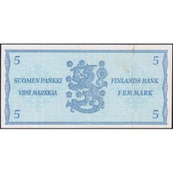 Finlande - Pick 106Aa_19 - 5 markkaa - Litt. B - Série U - 1963 (1980) - Etat : TTB+