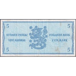 Finlande - Pick 106Aa_22 - 5 markkaa - Litt. B - Série N - 1963 (1980) - Etat : TTB