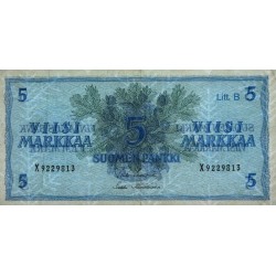 Finlande - Pick 106Aa_23 - 5 markkaa - Litt. B - Série X - 1963 (1980) - Etat : TTB+