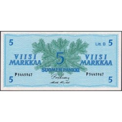 Finlande - Pick 106Aa_25 - 5 markkaa - Litt. B - Série P - 1963 (1980) - Etat : SUP+