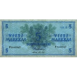 Finlande - Pick 106Aa_25 - 5 markkaa - Litt. B - Série P - 1963 (1980) - Etat : SUP+